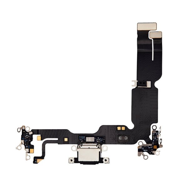 iPhone 15 Plus latausliitin joustokaapelilla - Musta