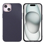 iPhone 15 Plus Suojakuori Hiilikuitukuviointi Violetti