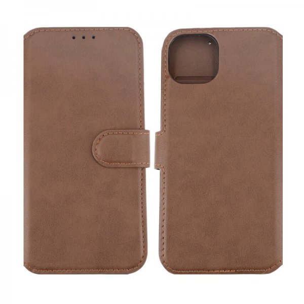 Rvelon iPhone 15 Plus Kotelo Aitoa Nahkaa Ruskea