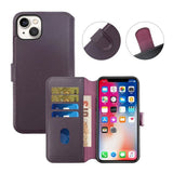 Rvelon iPhone 15 Plus Kotelo Aitoa Nahkaa Violetti