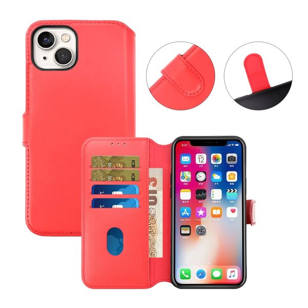 Rvelon iPhone 15 Plus Aidot Nahkakuoret Punainen