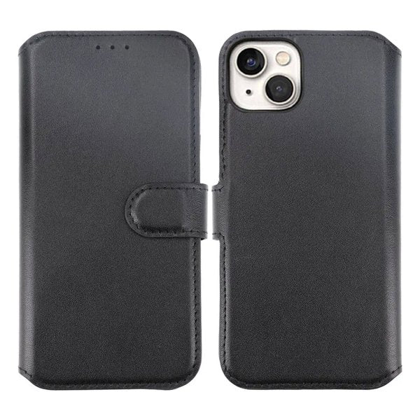 Rvelon iPhone 15 Plus Kotelo Aitoa Nahkaa Musta