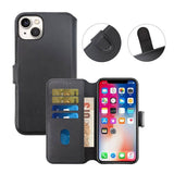 Rvelon iPhone 15 Plus Kotelo Aitoa Nahkaa Musta