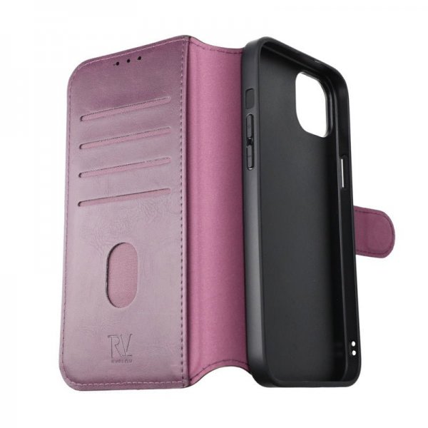 Rvelon iPhone 15 Plus -kotelo, 4 korttipaikkaa, MagSafe, violetti