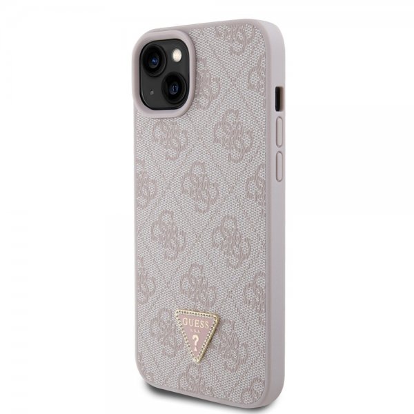 Guess iPhone 15 Plus Suojakuori 4G Metal Triangle Strass Vaaleanpunainen