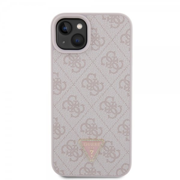 Guess iPhone 15 Plus Suojakuori 4G Metal Triangle Strass Vaaleanpunainen