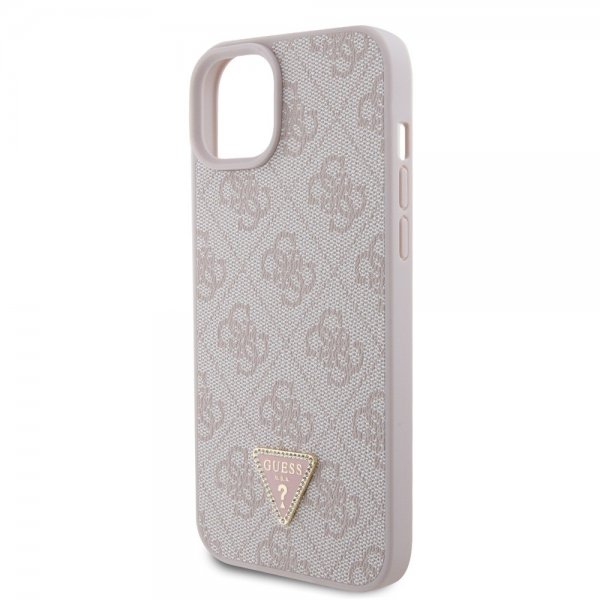 Guess iPhone 15 Plus Suojakuori 4G Metal Triangle Strass Vaaleanpunainen