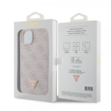 Guess iPhone 15 Plus Suojakuori 4G Metal Triangle Strass Vaaleanpunainen