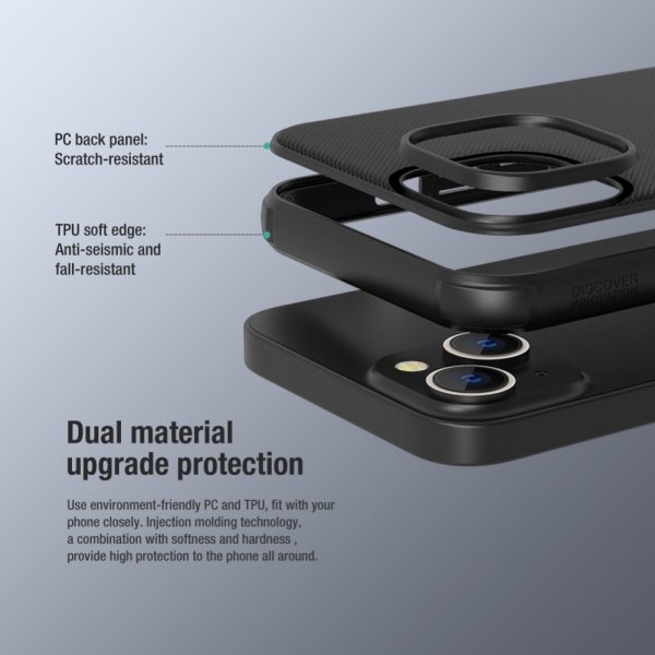 Nillkin iPhone 15 Plus Kuori Frosted Shield Pro MagSafe Musta