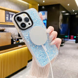 iPhone 15 Plus Suojakuori Kimaltava MagSafe Sininen