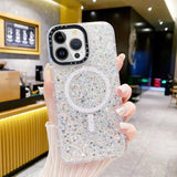 iPhone 15 Plus Suojakuori Glitter MagSafe Valkoinen