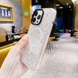 iPhone 15 Plus Suojakuori Glitter MagSafe Valkoinen
