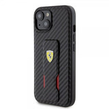 Ferrari iPhone 15 Plus Suojakuori Grip Stand -toiminnolla Musta