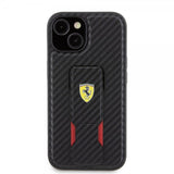 Ferrari iPhone 15 Plus Suojakuori Grip Stand -toiminnolla Musta