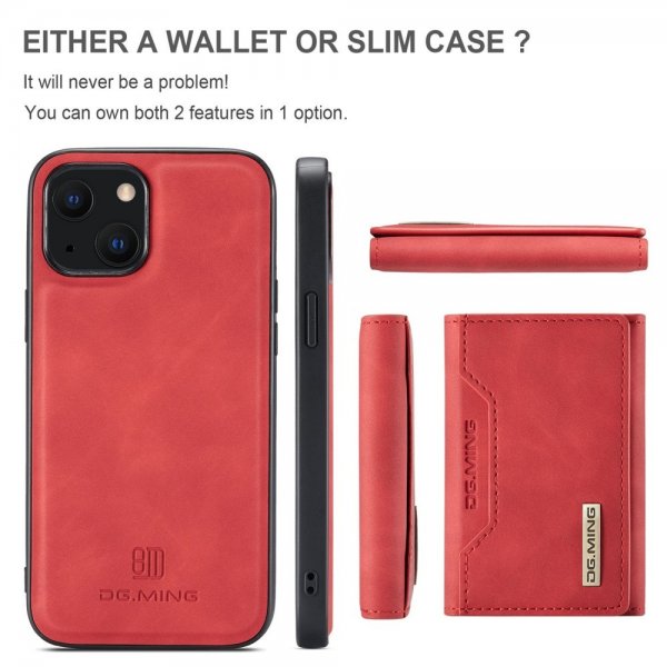 Dg.Ming iPhone 15 Plus -suojakotelo M2-sarja Irrotettava korttikotelo Punainen