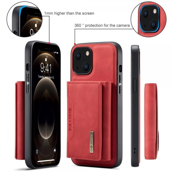 Dg.Ming iPhone 15 Plus -suojakotelo M2-sarja Irrotettava korttikotelo Punainen