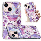 iPhone 15 Plus Suojakuori Marmorikuvio Kukkia Violetti