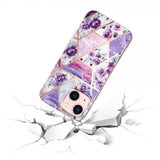 iPhone 15 Plus Suojakuori Marmorikuvio Kukkia Violetti