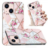 iPhone 15 Plus Suojakuori Marmorikuvio Kukkia Pinkki