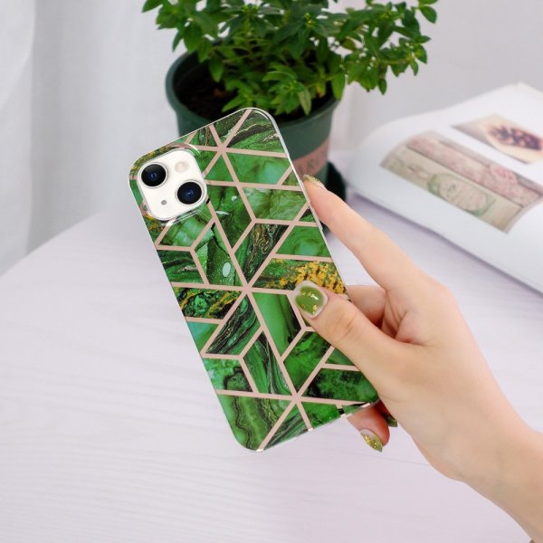 iPhone 15 Plus Suojakuori Marmorikuvio Vihreä
