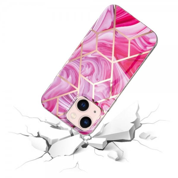 iPhone 15 Plus Suojakuori Marmorikuvio Ruusunpunainen Punainen