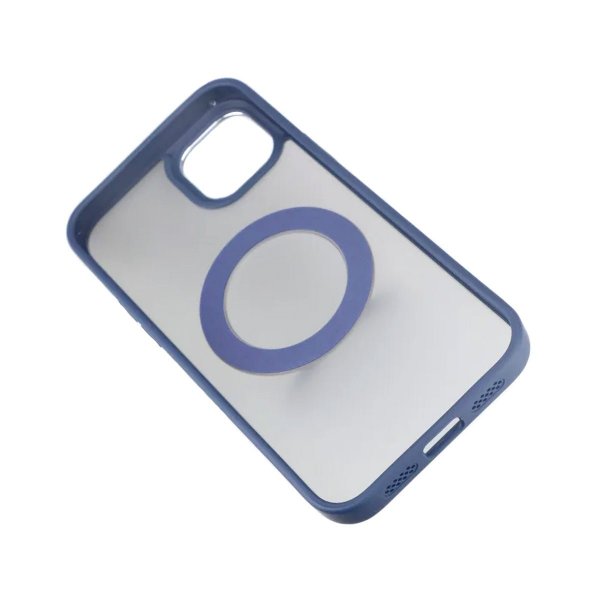 Rvelon iPhone 15 Plus -suojakuori, jossa kääntyvä MagSafe-jalusta, sininen