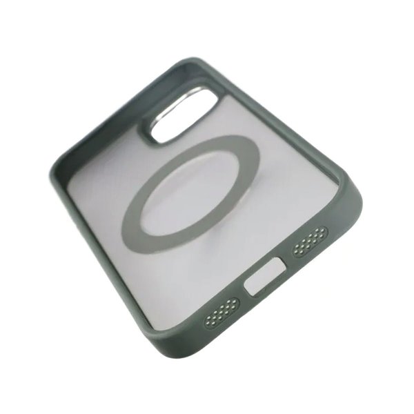 Rvelon iPhone 15 Plus -suojakotelo, pyörivä MagSafe-jalusta, vihreä