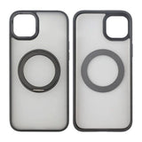Rvelon iPhone 15 Plus -suojakuori pyörivällä MagSafe-jalustalla, musta