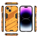 iPhone 15 Plus Oranssi kuori jalustalla