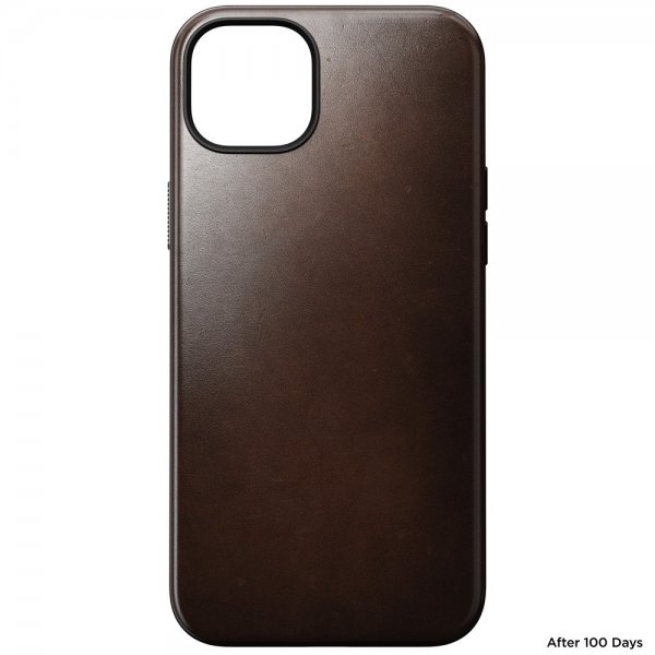 Nomad iPhone 15 Plus -suojakuori, Modern Leather Case, Horween Rustic Brown