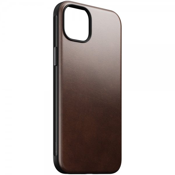 Nomad iPhone 15 Plus -suojakuori, Modern Leather Case, Horween Rustic Brown