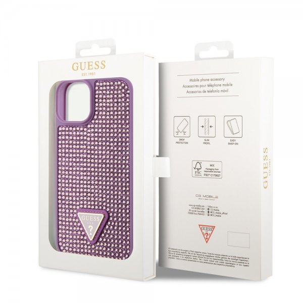 Guess iPhone 15 Plus Suojakuori Rhinestone Lila