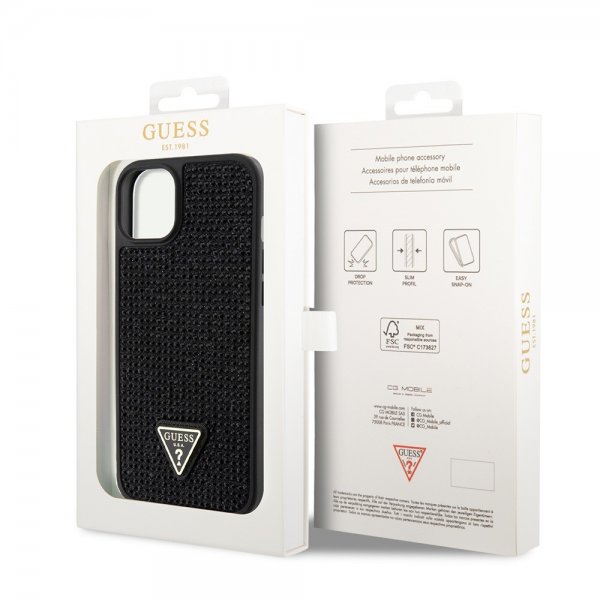 Guess iPhone 15 Plus Suojakuori Rhinestone Musta