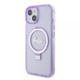 Guess iPhone 15 Plus Suojakuori Sormusteline Glitter MagSafe Violetti