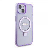 Guess iPhone 15 Plus Suojakuori Sormusteline Glitter MagSafe Violetti