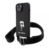 Karl Lagerfeld iPhone 15 Plus -suojakuori, Saffiano Crossbody, musta