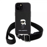 Karl Lagerfeld iPhone 15 Plus -suojakuori, Saffiano Crossbody, musta