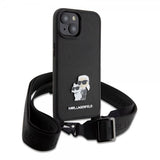 Karl Lagerfeld iPhone 15 Plus Suojakuori Saffiano Karl & Choupette Crossbody Musta