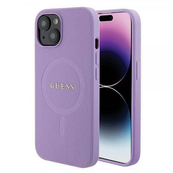 Guess iPhone 15 Plus Suojakuori Saffiano MagSafe Violetti