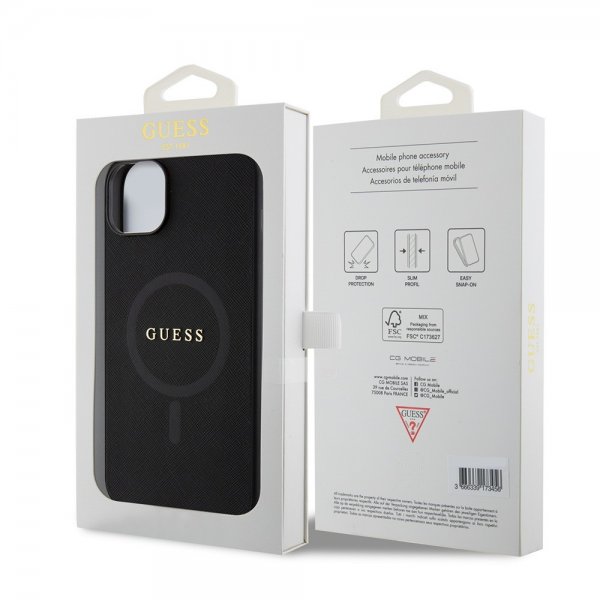 Guess iPhone 15 Plus Suojakuori Saffiano MagSafe Musta