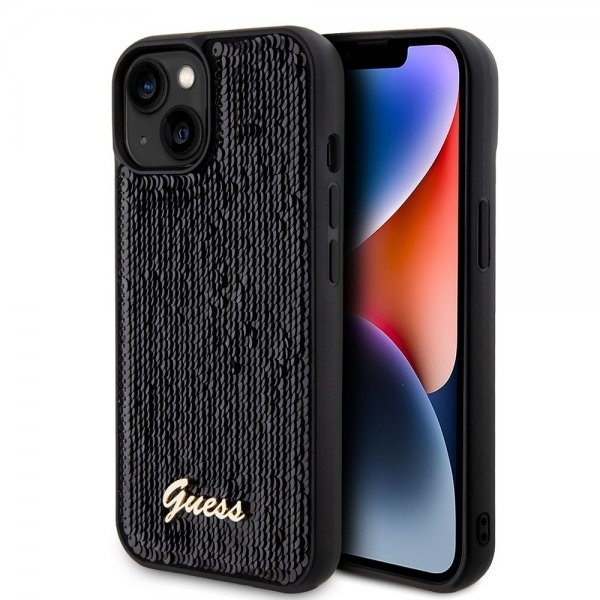 Guess iPhone 15 Plus Sequin Black -kuori