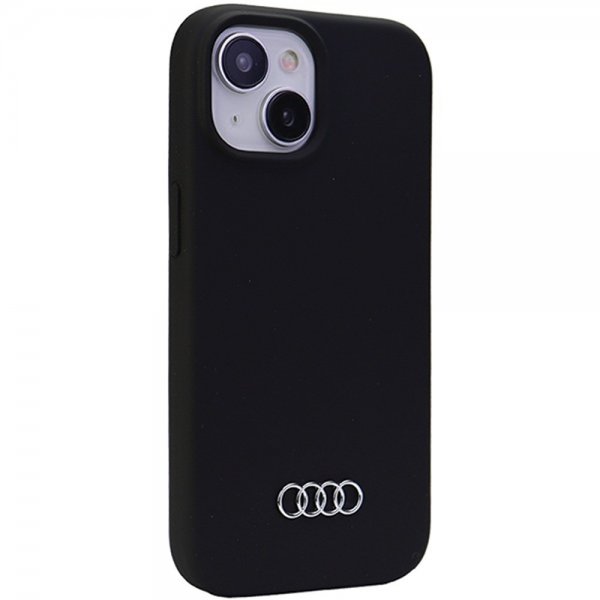 Audi iPhone 15 Plus -silikonikuori, musta