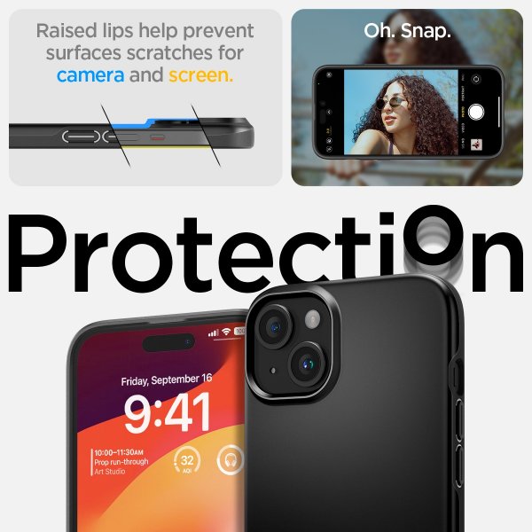 Spigen iPhone 15 Plus Suojakuori Thin Fit Musta