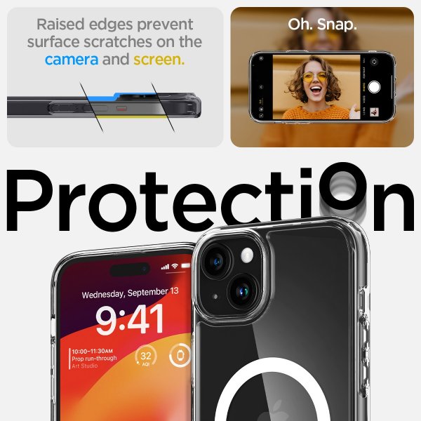 Spigen iPhone 15 Plus -suojakuori Ultra Hybrid MagFit Valkoinen