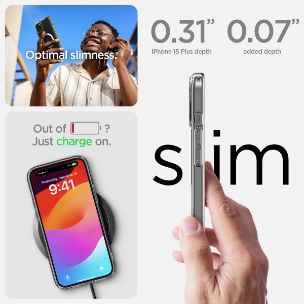 Spigen iPhone 15 Plus -suojakuori Ultra Hybrid MagFit Valkoinen