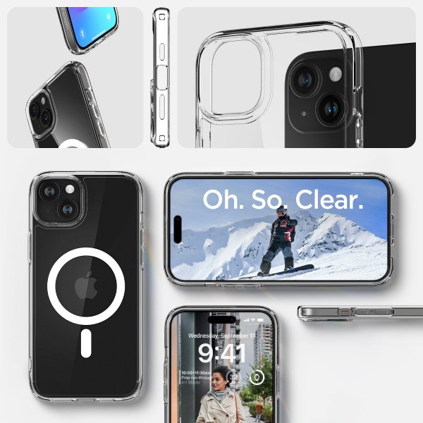 Spigen iPhone 15 Plus -suojakuori Ultra Hybrid MagFit Valkoinen