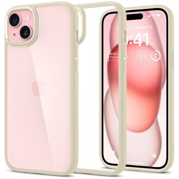 Spigen iPhone 15 Plus -kuori Ultra Hybrid Mute Beige