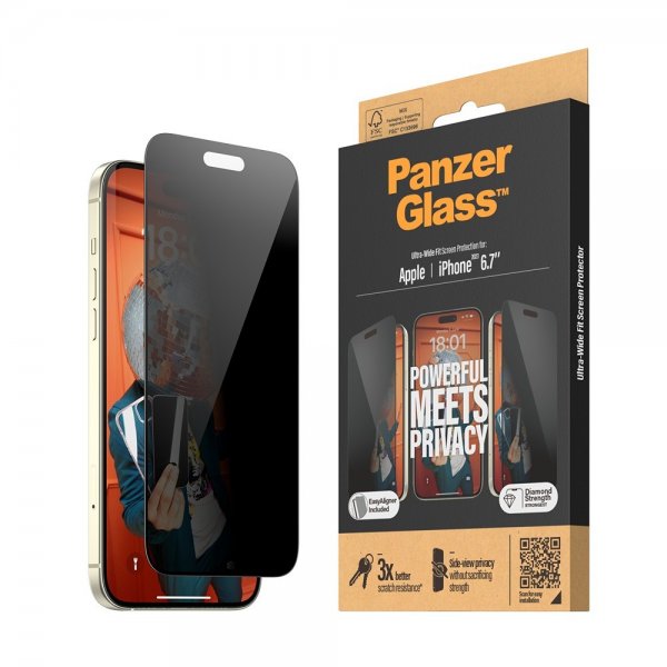 PanzerGlass iPhone 15 Plus Näytönsuoja Ultra-Wide Fit Privacy EasyAligner