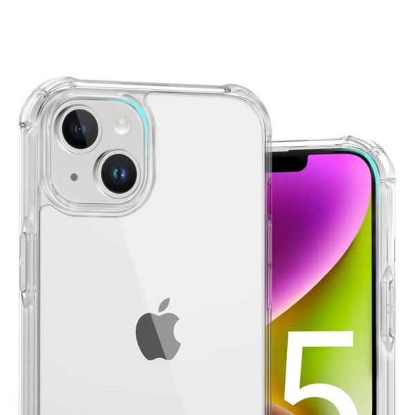 iPhone 15 Plus Iskunkestävä läpinäkyvä suojakuori