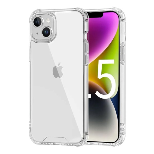 iPhone 15 Plus Iskunkestävä läpinäkyvä suojakuori